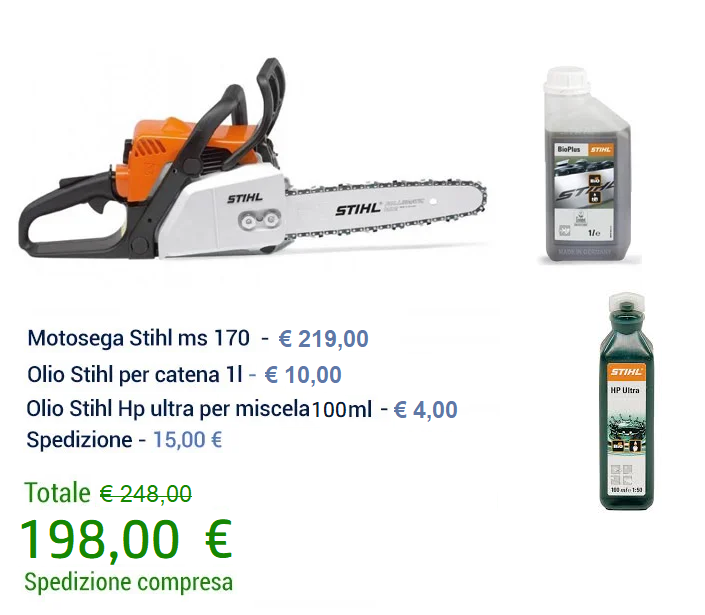 Motosega Stihl MS 170 + kit accessori - alliastore