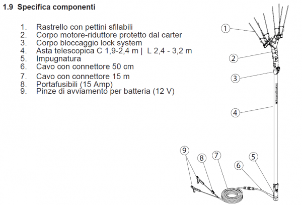 ABBACCHIATORE ELETTRICO A BATTERIA CASTELLARI VERTIGO L 12V LUNGHEZZA 2,40-3,20M-10389